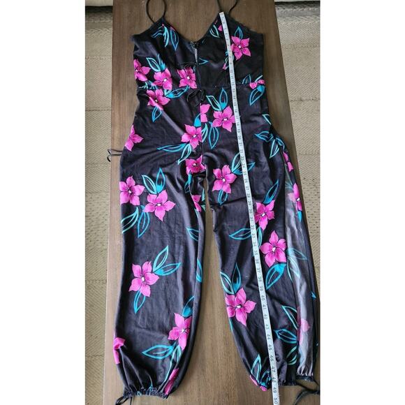 Women's Unbranded Floral Harem Jumpsuit With Side Slit One Size Fits All - Picture 8 of 12